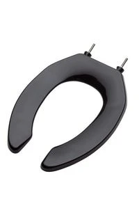 Buy ✨ PROFLO® Elongated Open Front Commercial Toilet Seat without Cover in Black (with Self-Sustaining Hinge) ⭐