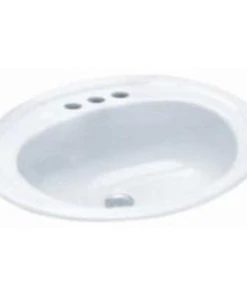 Buy ⭐ PROFLO® Rockaway 17 x 20-1/2 in. Oval Vitreous China Drop-in Bathroom Sink, 4 in. Centerset in White 🛒