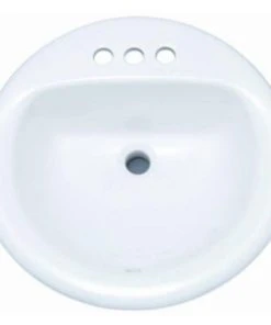 New 👍 PROFLO® Rockaway 19 in. Circular Vitreous China Drop-in Bathroom Sink, 4 in. Centerset in Biscuit ⭐