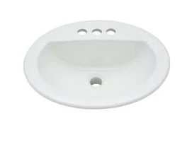 Outlet ✔️ PROFLO® Rockaway 19 x 16 in. Oval Vitreous China Drop-in Bathroom Sink, 4 in. Centerset in White ✔️