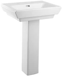 Outlet 🎉 PROFLO® Kenai 23 x 18-1/2 in. Rectangular Fireclay Pedestal Bathroom Sink, 4 in. Centerset in White 😍 3 Outlet 🎉 PROFLO® Kenai 23 x 18-1/2 in. Rectangular Fireclay Pedestal Bathroom Sink, 4 in. Centerset in White 😍 - Image 3
