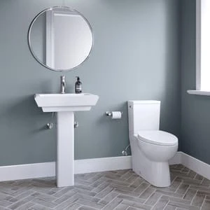 Outlet 🎉 PROFLO® Kenai 23 x 18-1/2 in. Rectangular Fireclay Pedestal Bathroom Sink, 4 in. Centerset in White 😍 4 Outlet 🎉 PROFLO® Kenai 23 x 18-1/2 in. Rectangular Fireclay Pedestal Bathroom Sink, 4 in. Centerset in White 😍 - Image 4