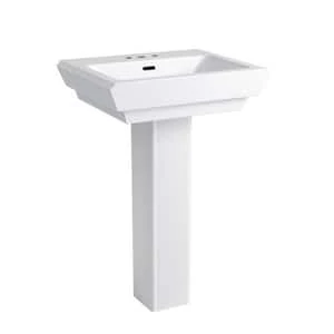 Outlet 🎉 PROFLO® Kenai 23 x 18-1/2 in. Rectangular Fireclay Pedestal Bathroom Sink, 4 in. Centerset in White 😍 5 Outlet 🎉 PROFLO® Kenai 23 x 18-1/2 in. Rectangular Fireclay Pedestal Bathroom Sink, 4 in. Centerset in White 😍 - Image 5