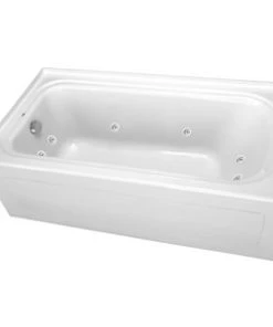 Promo ⭐ PROFLO® Plus 66 x 36 in. Acrylic Left Hand Rectangle Whirlpool Bathtub with Skirt in White 🎁