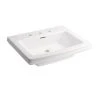 Wholesale ✨ PROFLO® Holyoke 24-1/2 x 20-1/2 in. Rectangular Fireclay Pedestal Bathroom Sink, 8 in. Centerset in White 🎉