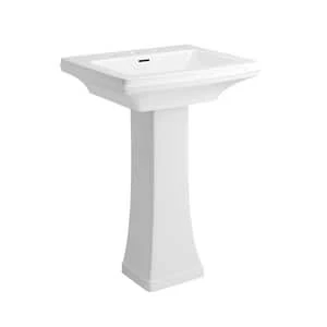 Wholesale ✨ PROFLO® Holyoke 24-1/2 x 20-1/2 in. Rectangular Fireclay Pedestal Bathroom Sink, 8 in. Centerset in White 🎉 2 Wholesale ✨ PROFLO® Holyoke 24-1/2 x 20-1/2 in. Rectangular Fireclay Pedestal Bathroom Sink, 8 in. Centerset in White 🎉 - Image 2